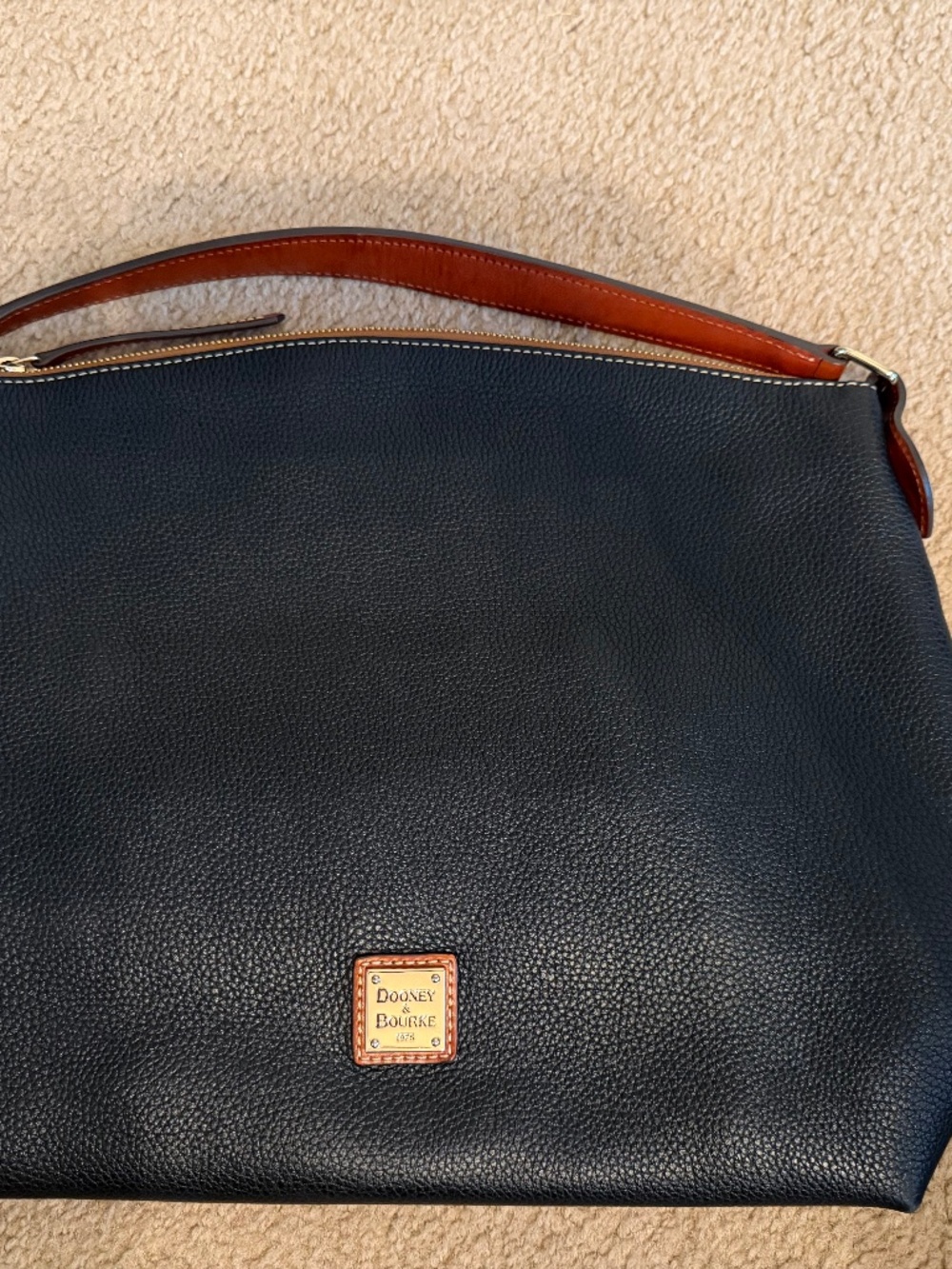 Dooney and Bourke Zippered Pebbled Leather Hobo/Shoulder Bag